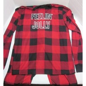 North Pole Trading Co. Red & Black 'Feeling Jolly' Pajamas Size Small Christmas